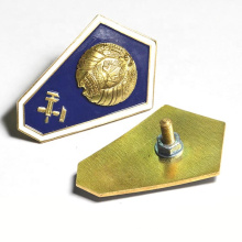 Free Sample Made Any Custom Logo Design Suit Lapel Pin 3D Golden Antique Brass Metal Enamel Collar Badge